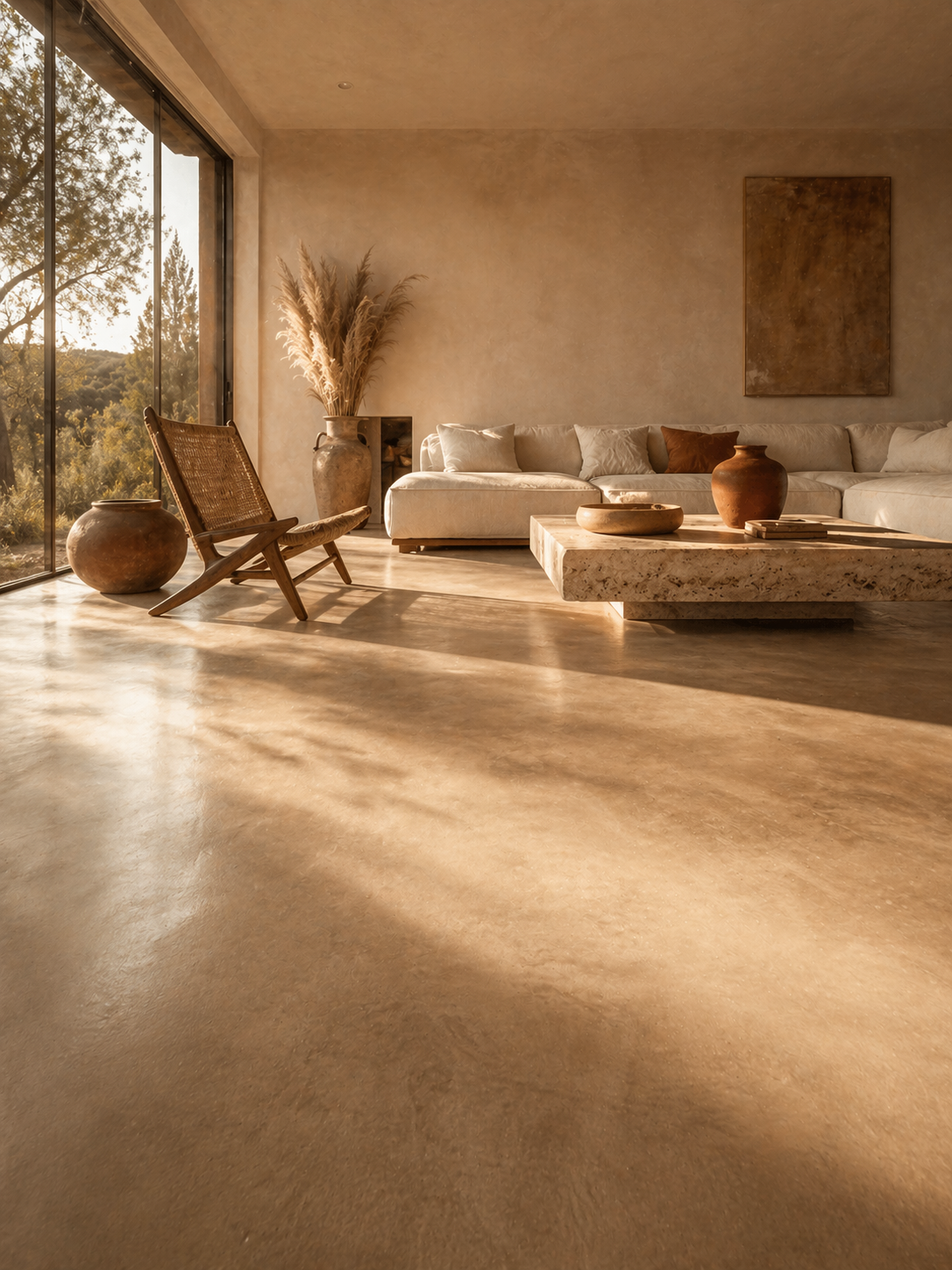Microcement living room floor Laredo TX