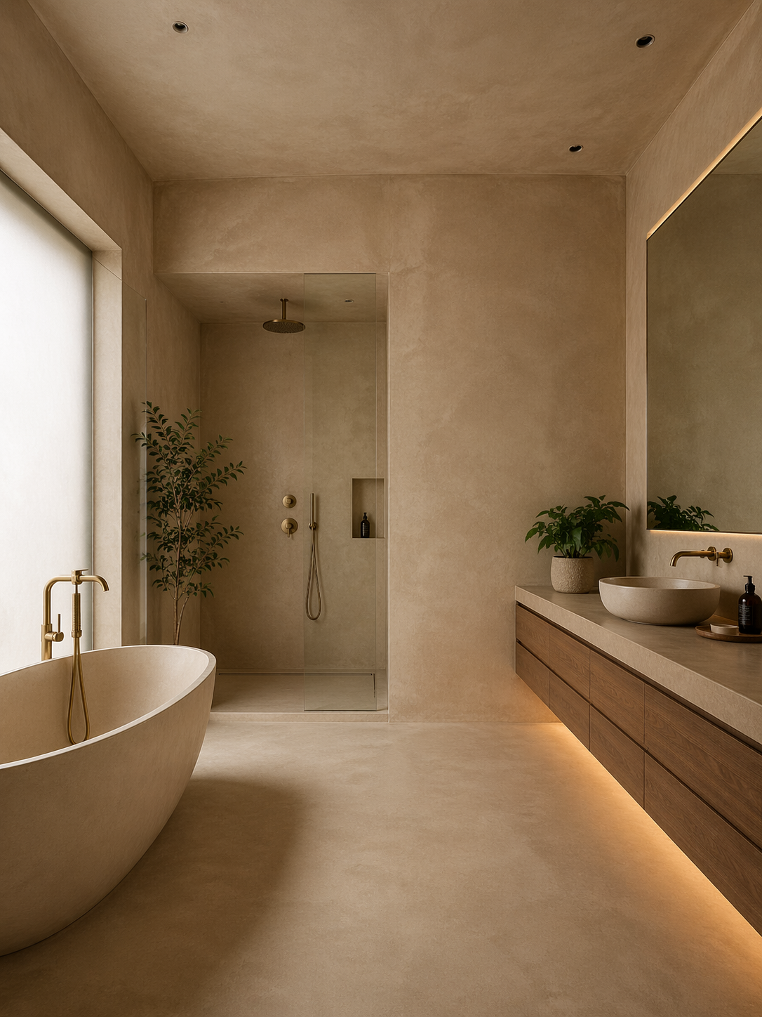 Premium microcement bathroom — Gamma Concrete LLC Laredo TX