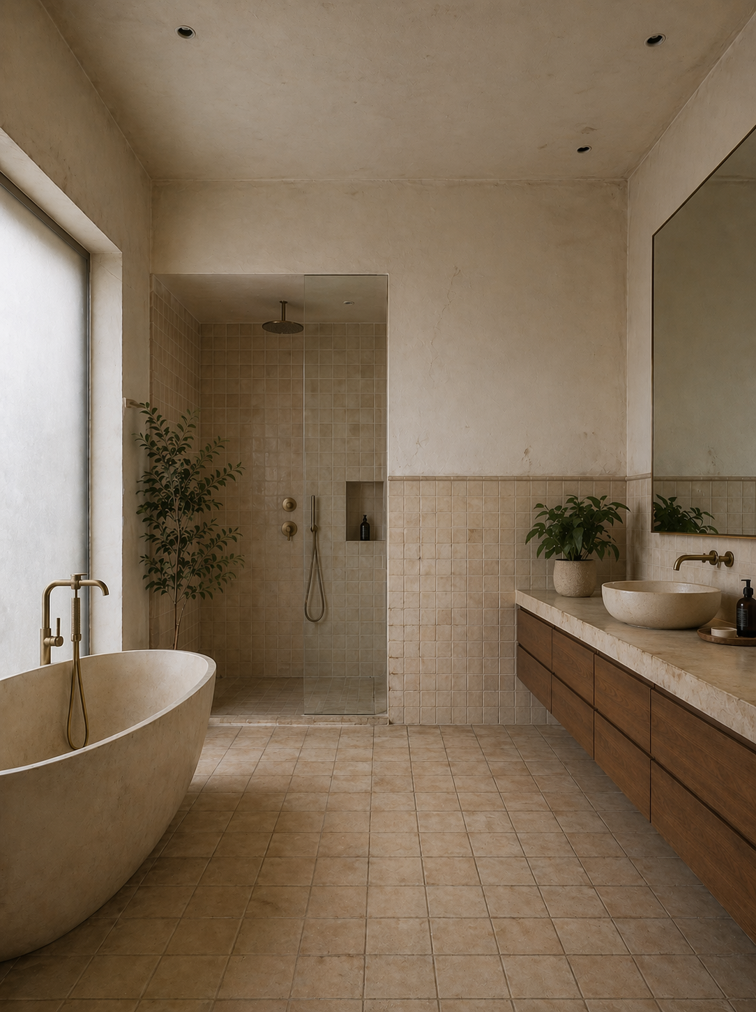 Before microcement — old tile bathroom