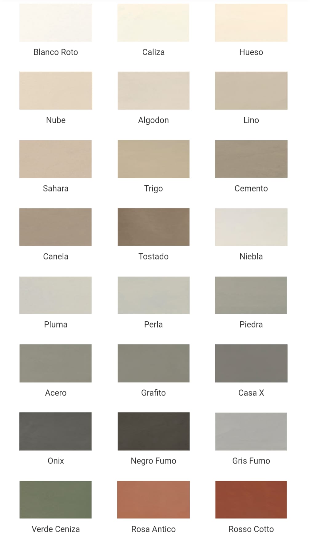 Microcement color palette — Gamma Concrete Laredo TX